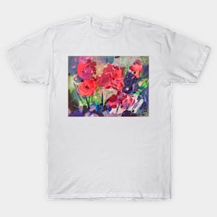 Oil contemporary painting , red flowers T-Shirt